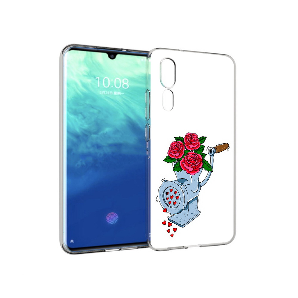 

Чехол MyPads Tocco для ZTE Axon 10 Pro Цветочные сердца (PT134302.444.199), Прозрачный, Tocco