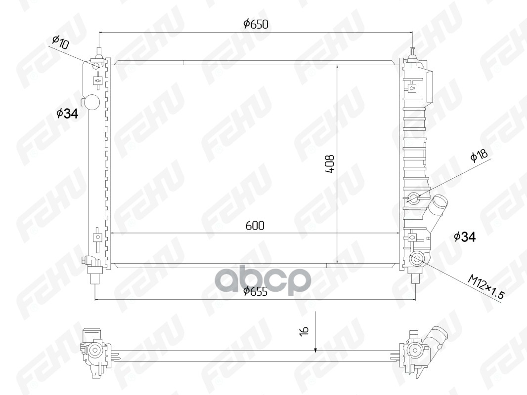 

Fehu Радиатор Охлаждения Chevrolet Aveo T255 (08-) 1.4I Mt