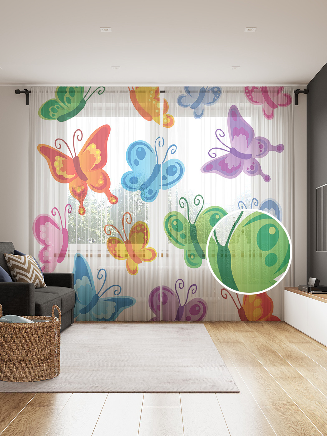 

Фототюль JoyArty "Ветренные бабочки", 145x265см (2 полотна со шторной лентой + 50 крючков), Ветренные бабочки