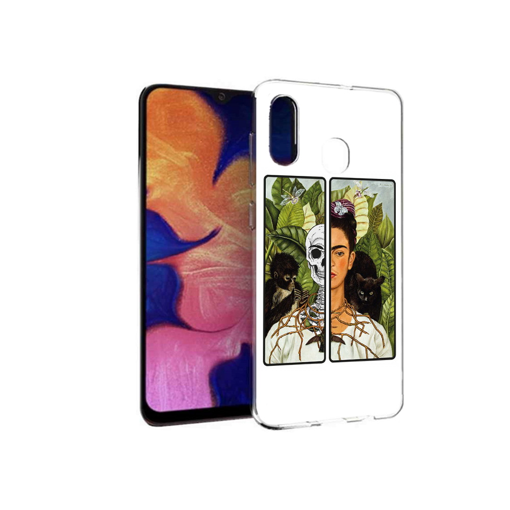 

Чехол MyPads Tocco для Samsung Galaxy A30 сдвоенная картинка девушка скелет, Прозрачный, Tocco