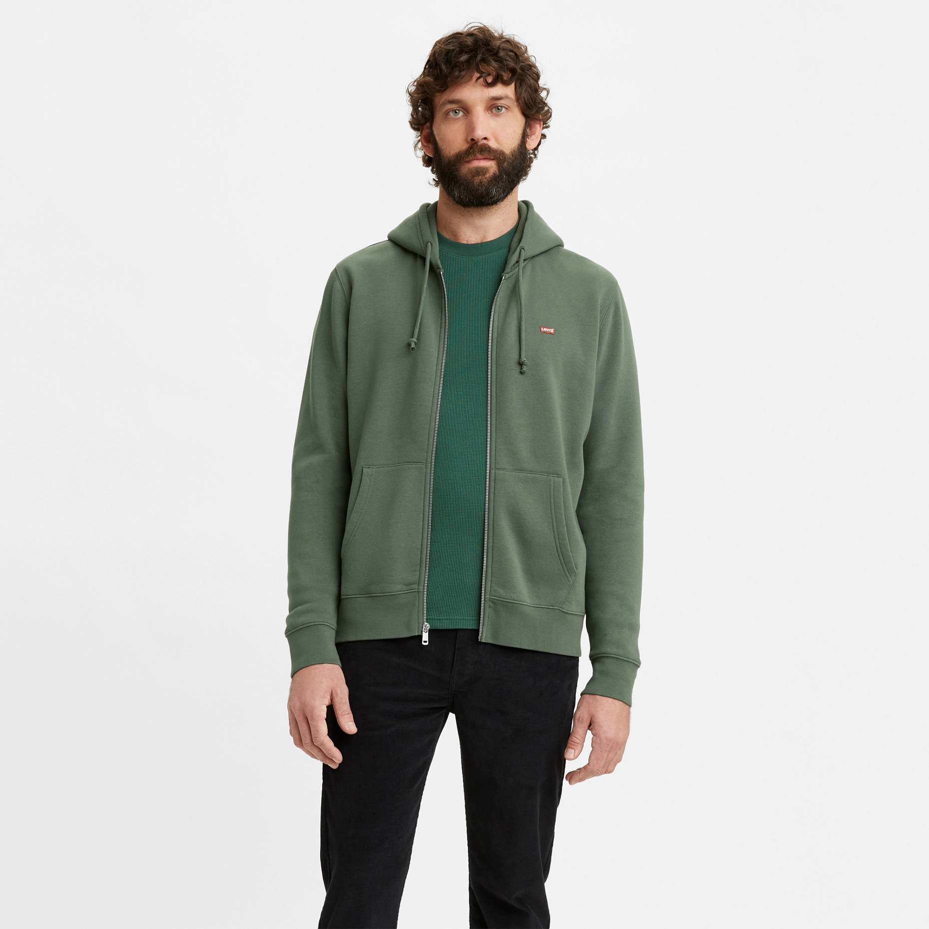 фото Толстовка мужская levi's core ng zip up зеленая l