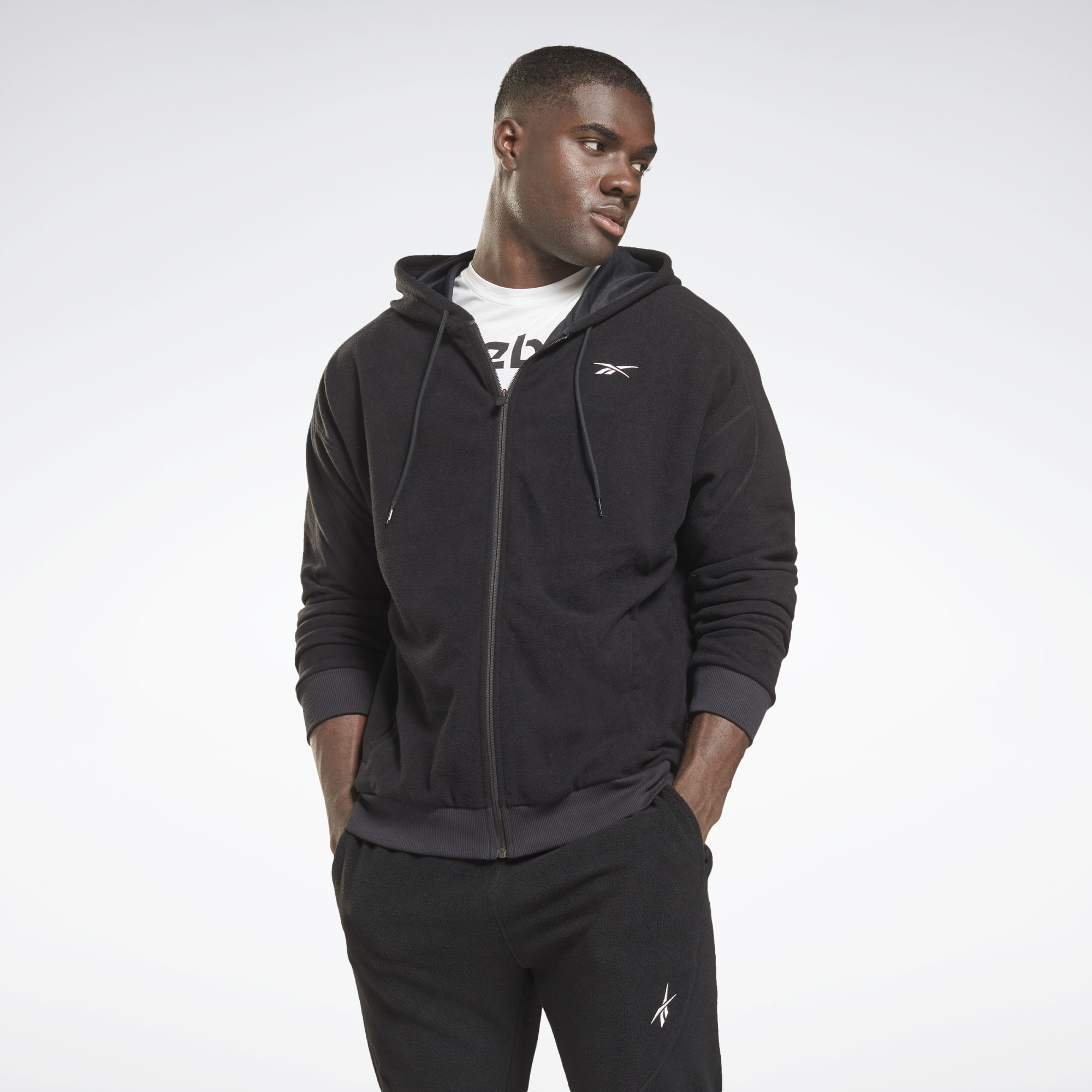 фото Толстовка мужская reebok wor fleece fz черная 2xl