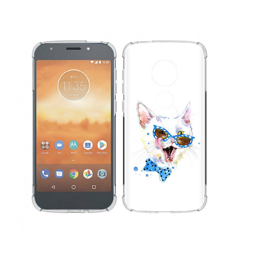 

Чехол MyPads Tocco для Motorola Moto E5 Play белый кот (PT227065.372.229), Прозрачный, Tocco