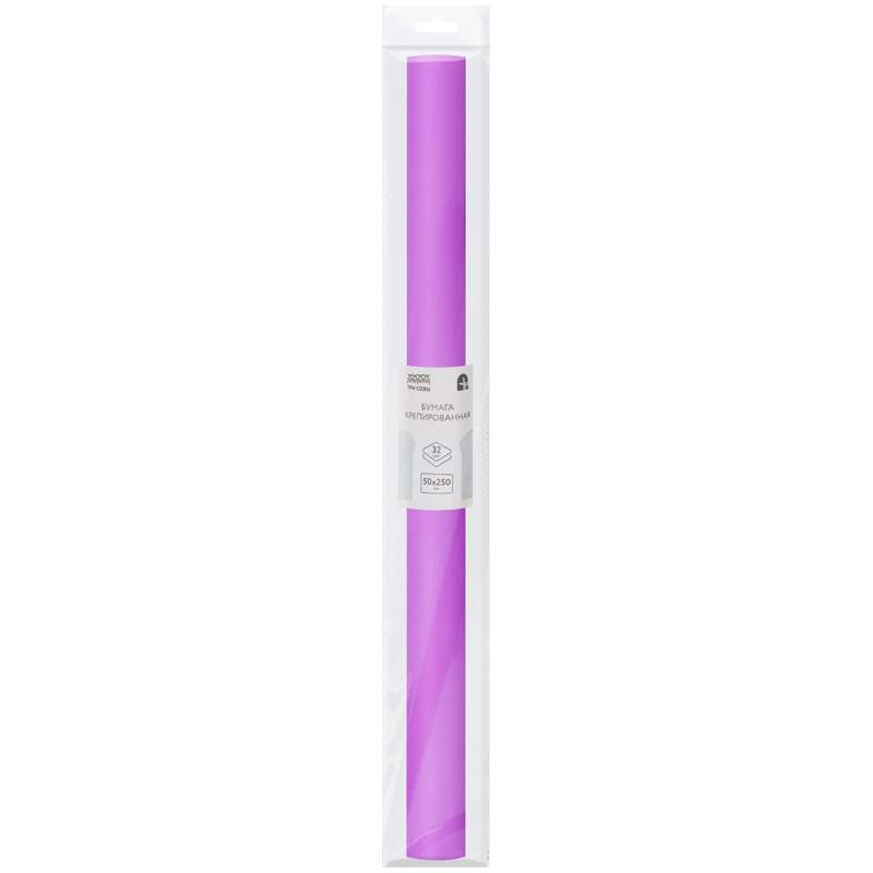

Бумага креп ТРИ СОВЫ, 50*250см, 32г/м2, сиреневая, в рулоне, - (10 шт.), Сиреневый