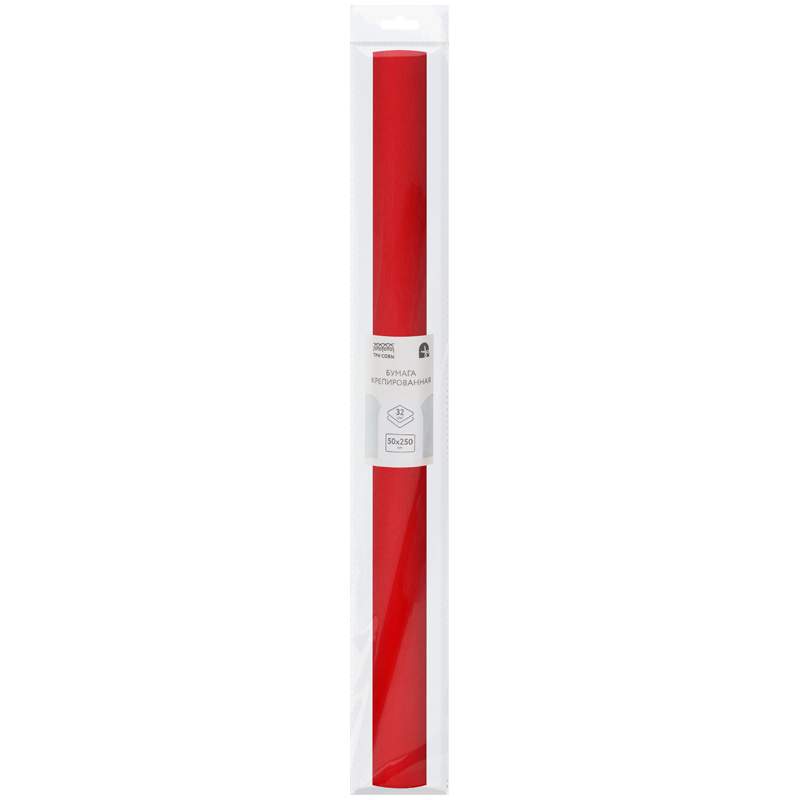 

Бумага креп ТРИ СОВЫ, 50*250см, 32г/м2, красная, в рулоне, - (10 шт.), Красный