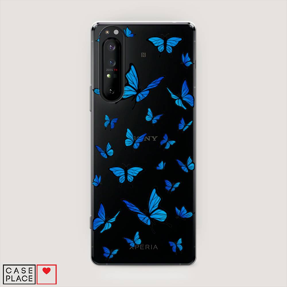 фото Чехол awog "синие бабочки" для sony xperia 1 ii