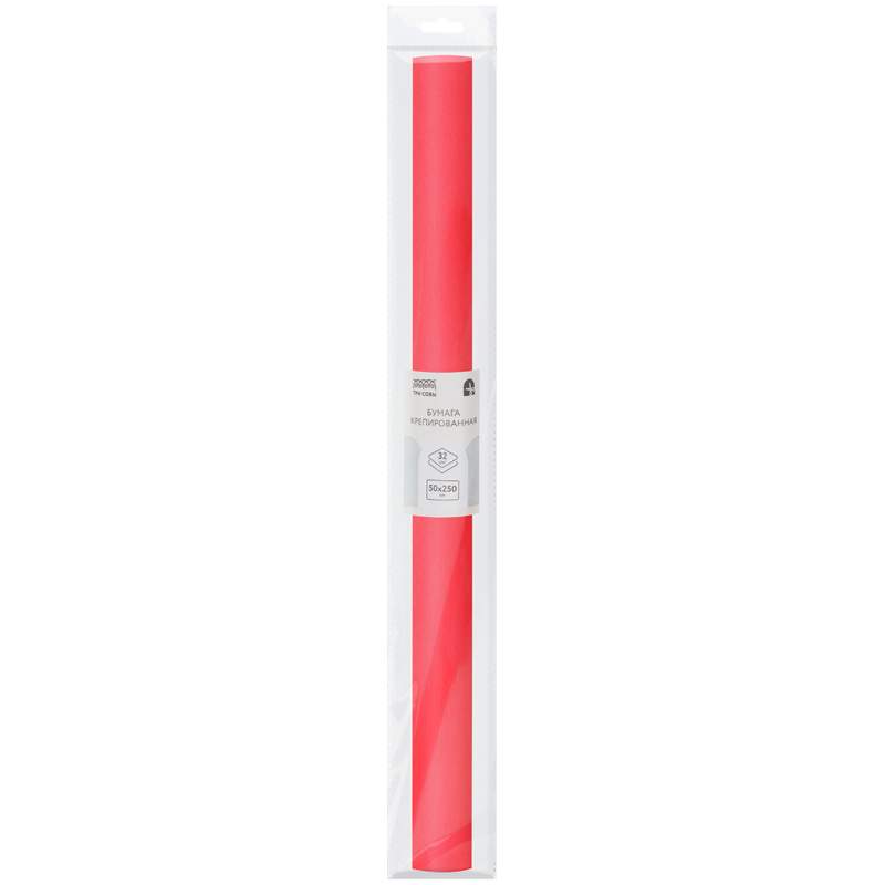 

Бумага креп ТРИ СОВЫ, 50*250см, 32г/м2, коралловая, в рулоне, - (10 шт.), Красный
