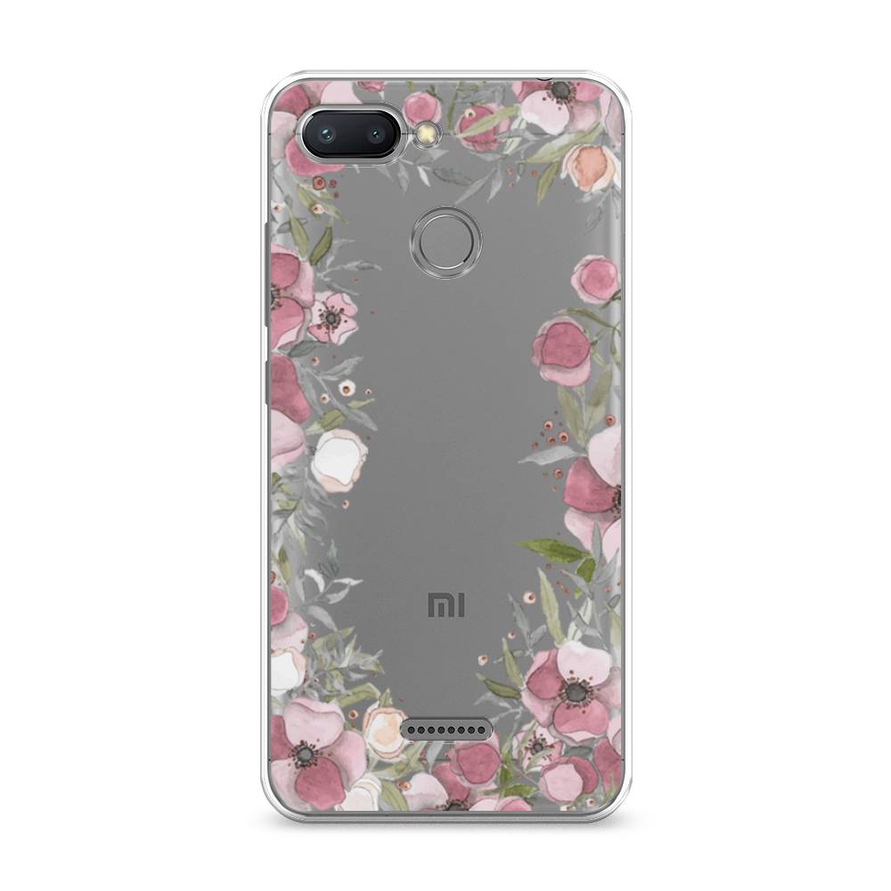 

Чехол Awog на Xiaomi Redmi 6 "Розовая цветочная рамка", Разноцветный, 33850-8
