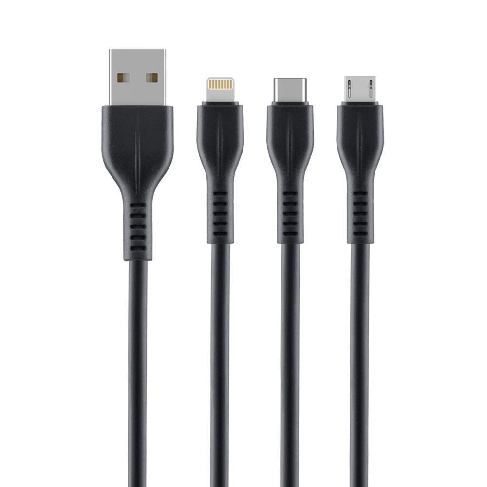 Кабель USB Type-C Lightning micro USB-USB Axxa 7272 1м черный 419₽