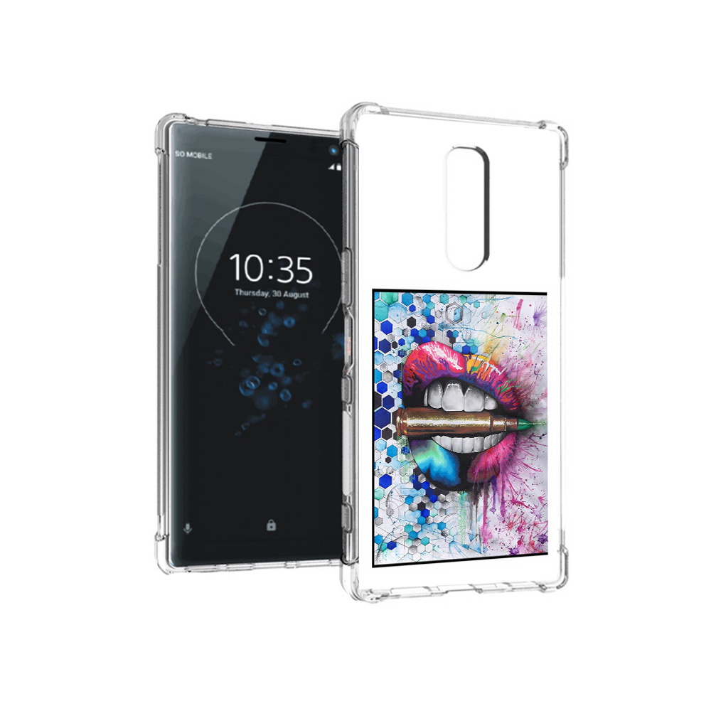 

Чехол MyPads Tocco для Sony Xperia 1 разноцветные губы с пулей (PT141276.244.571), Прозрачный, Tocco