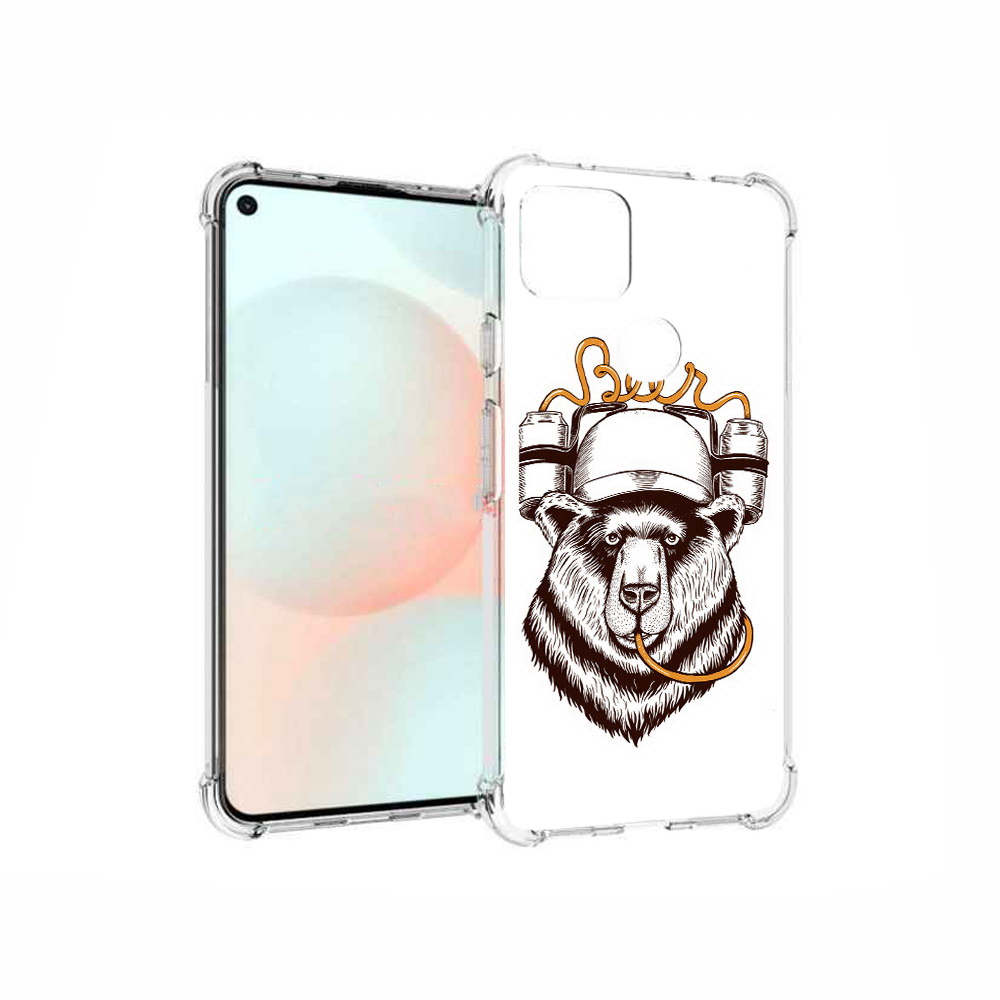 

Чехол MyPads Tocco для Google Pixel 5A пивной медведь, Прозрачный, Tocco