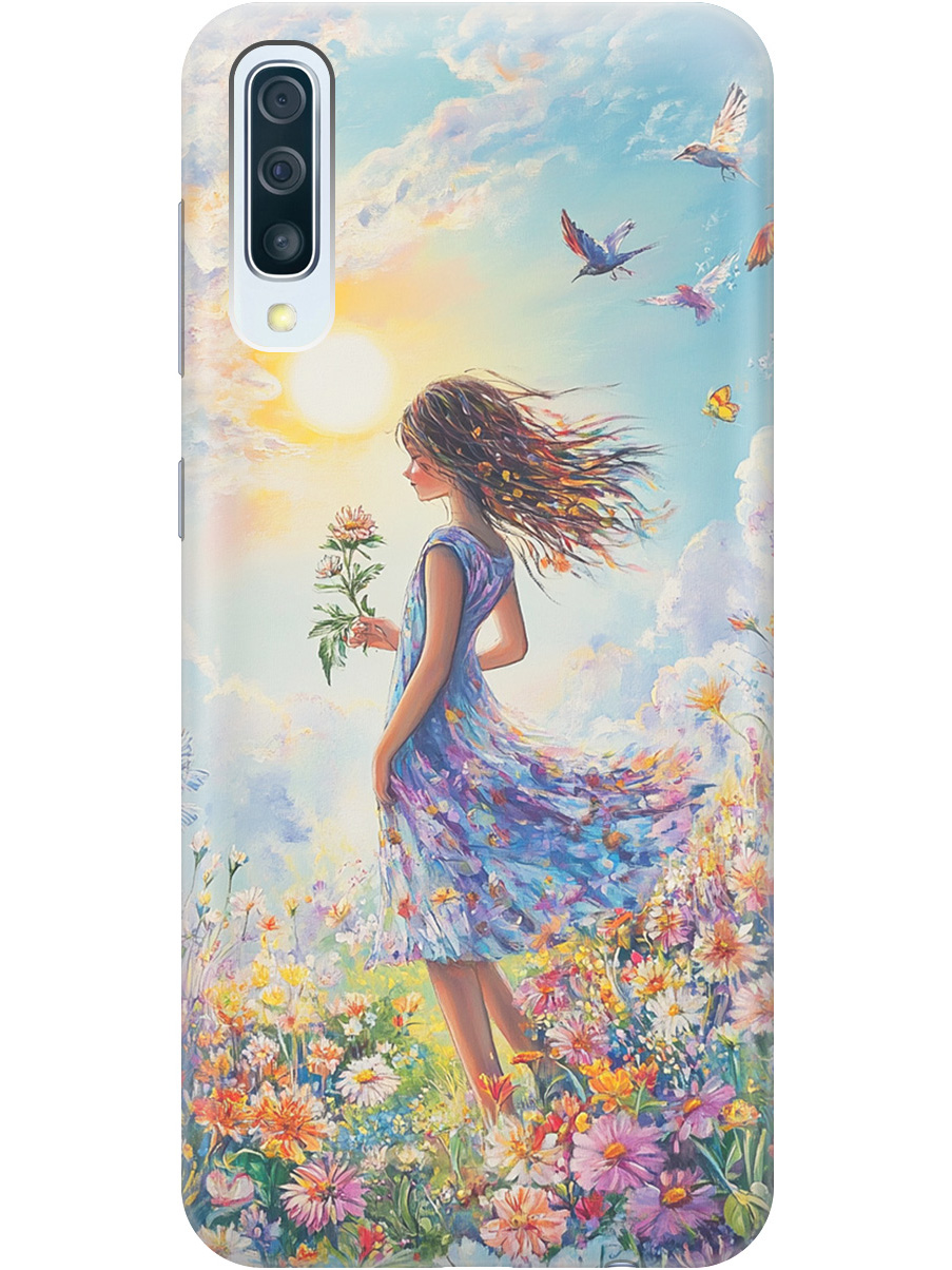 

Силиконовый чехол на Samsung Galaxy A50 / A50s / A30s с принтом "Девочка в поле цветов", Прозрачный;зеленый;розовый;синий;желтый, 720772223