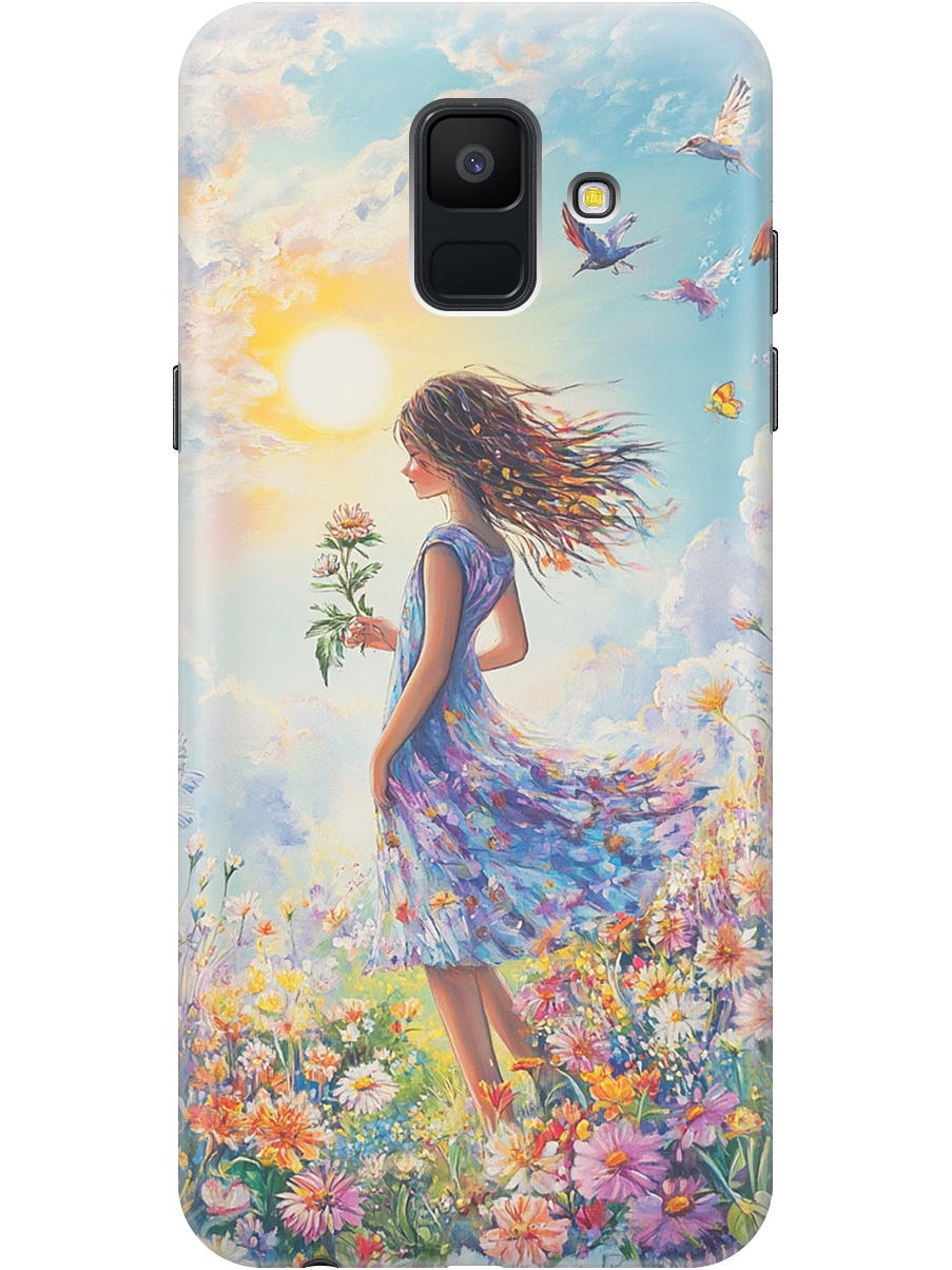 

Силиконовый чехол на Samsung Galaxy A6 (2018) с принтом "Девочка в поле цветов", Прозрачный;зеленый;розовый;синий;желтый, 717872023