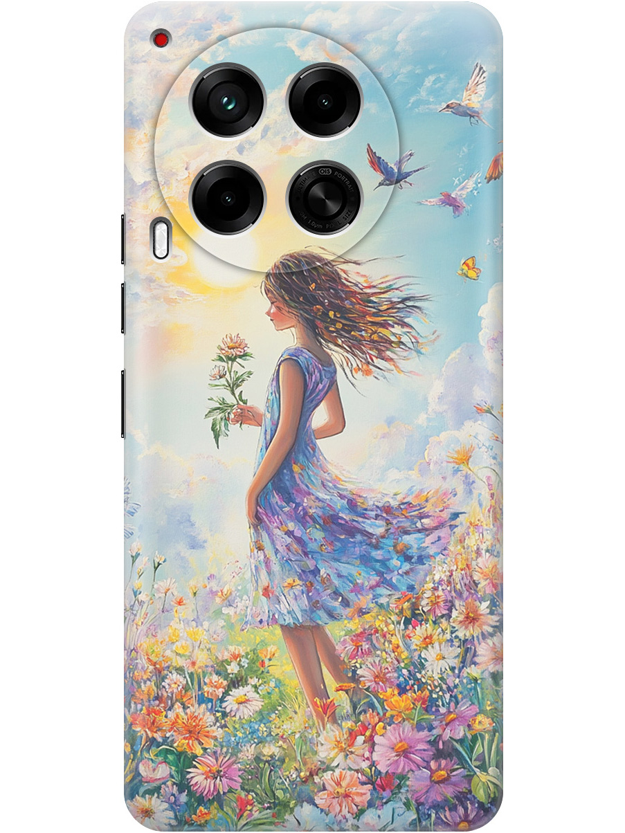 

Силиконовый чехол на Tecno Camon 30 4g / 30 5g с принтом "Девочка в поле цветов", Прозрачный;зеленый;розовый;синий;желтый, 782632423