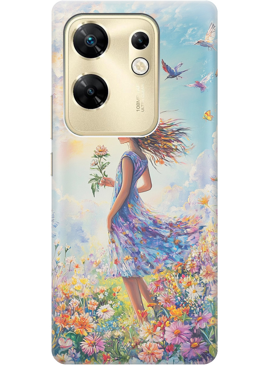 

Силиконовый чехол на Infinix Zero 30 4G с принтом "Девочка в поле цветов", Прозрачный;зеленый;розовый;синий;желтый, 778687923