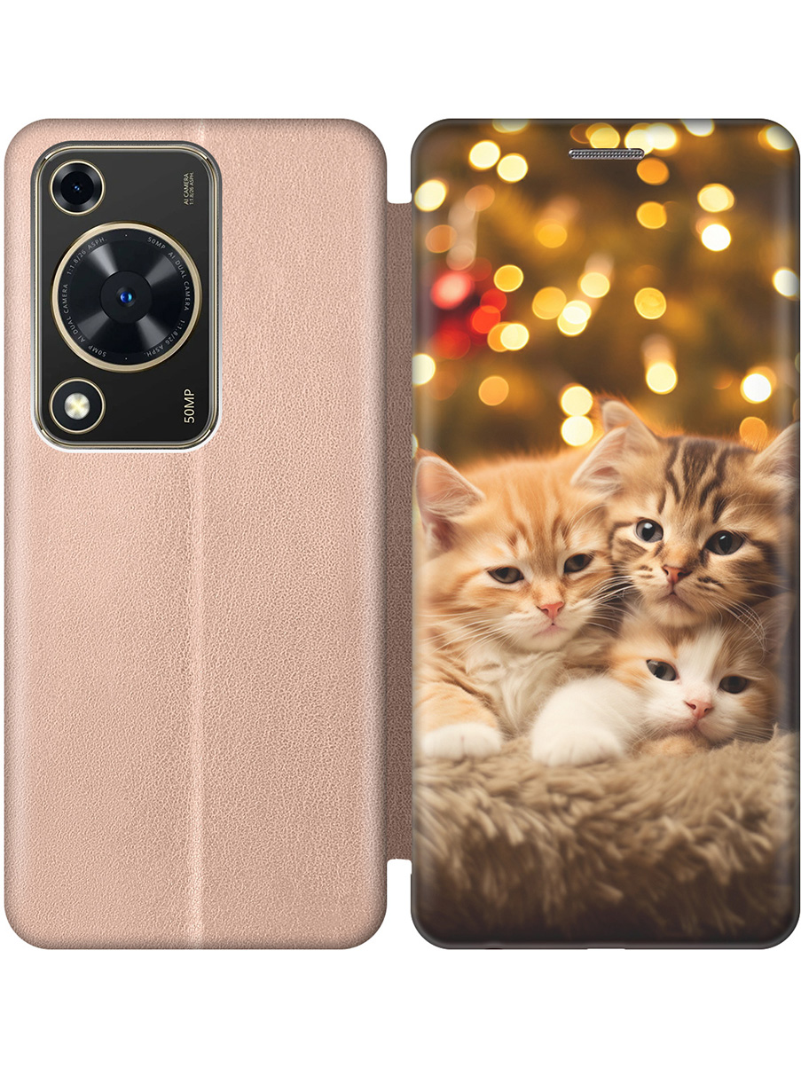 

Чехол-книжка на Huawei nova Y72 с принтом "Котята и Новый Год" золотой, Золотистый;бежевый;желтый, 785977811