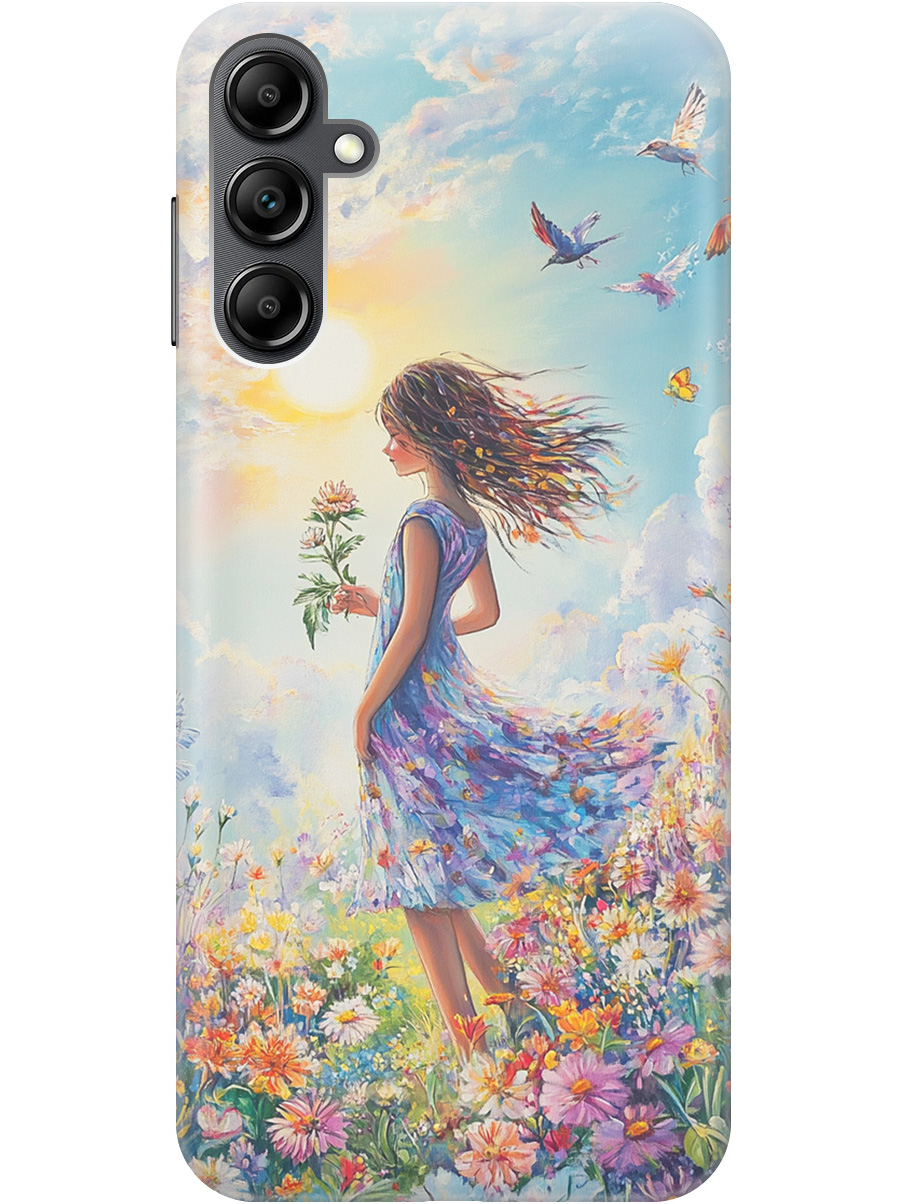 

Силиконовый чехол на Samsung Galaxy A14 с принтом "Девочка в поле цветов", Прозрачный;зеленый;розовый;синий;желтый, 768741423
