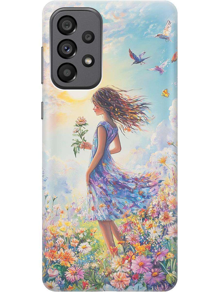 

Силиконовый чехол на Samsung Galaxy A73 5G с принтом "Девочка в поле цветов", Прозрачный;зеленый;розовый;синий;желтый, 740133123