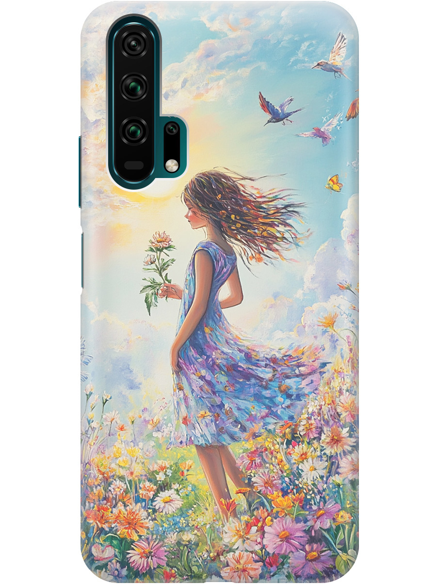 

Силиконовый чехол на Honor 20 Pro с принтом "Девочка в поле цветов", Прозрачный;зеленый;розовый;синий;желтый, 721700723