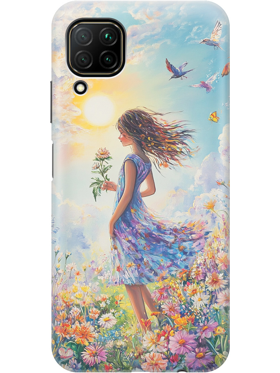 

Силиконовый чехол на Huawei P40 Lite с принтом "Девочка в поле цветов", Прозрачный;зеленый;розовый;синий;желтый, 722839723