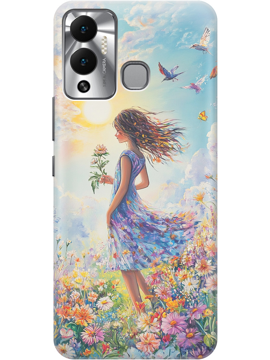 

Силиконовый чехол на Infinix Hot 12 Play NFC с принтом "Девочка в поле цветов", Прозрачный;зеленый;розовый;синий;желтый, 743694423