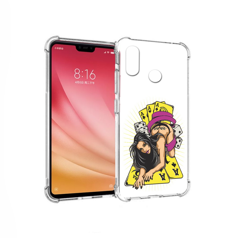 

Чехол MyPads Tocco для Xiaomi Mi 8 нарисованная девушка с игровыми картами, Прозрачный, Tocco