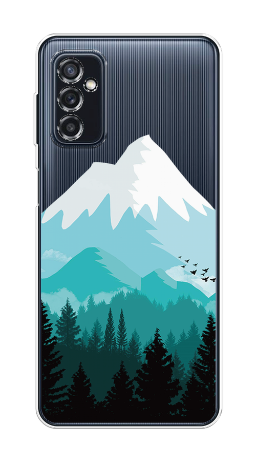 

Чехол на Samsung Galaxy M52 "Синяя снежная гора", Белый;голубой, 2104350-2