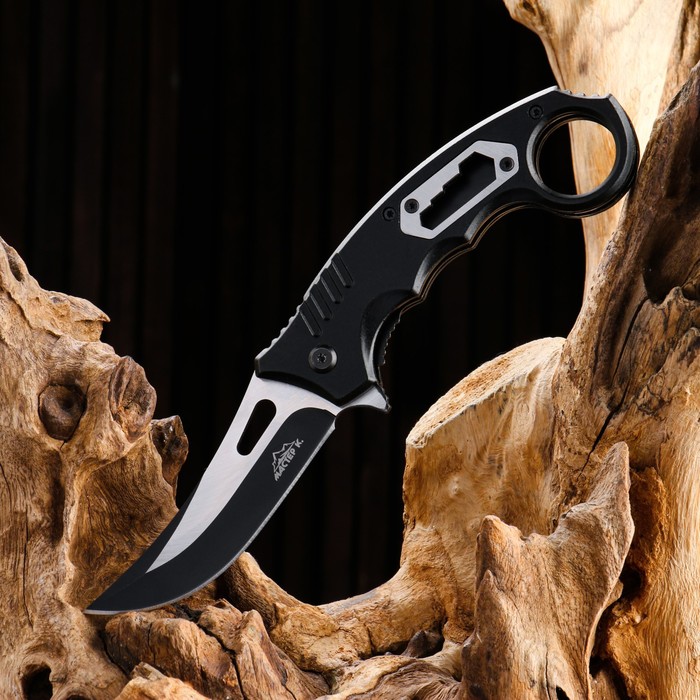 фото Нож складной "щука", полуавтоматический, рукоять с кольцом, 20см, клинок 8см nobrand