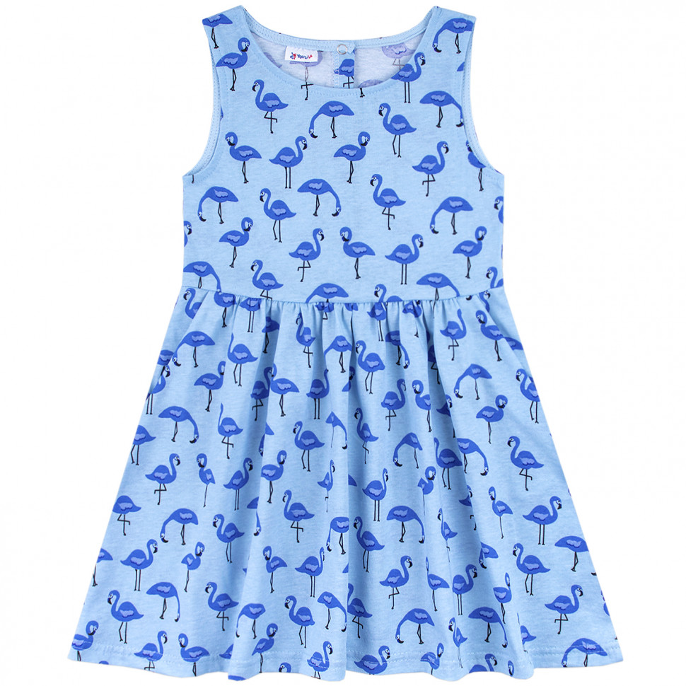 Платье детское YOULALA Туканы, голубой, 104 платье детское batik 010 п22 2 розовый фламинго 110