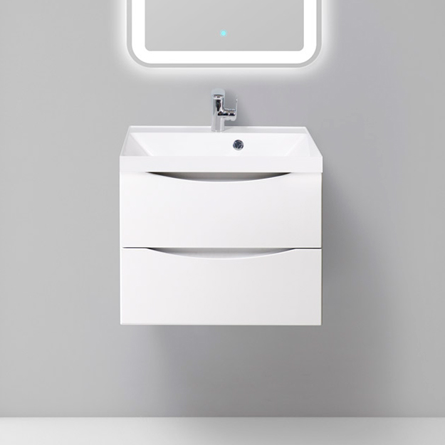 

Тумба с раковиной BelBagno Marino 60 bianco lucido, подвесная, Белый, Marino 60 bianco lucido, подвесная