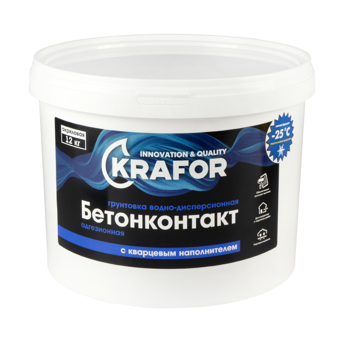 Грунтовка Krafor водно-дисперсионная бетонконтакт, 12 кг