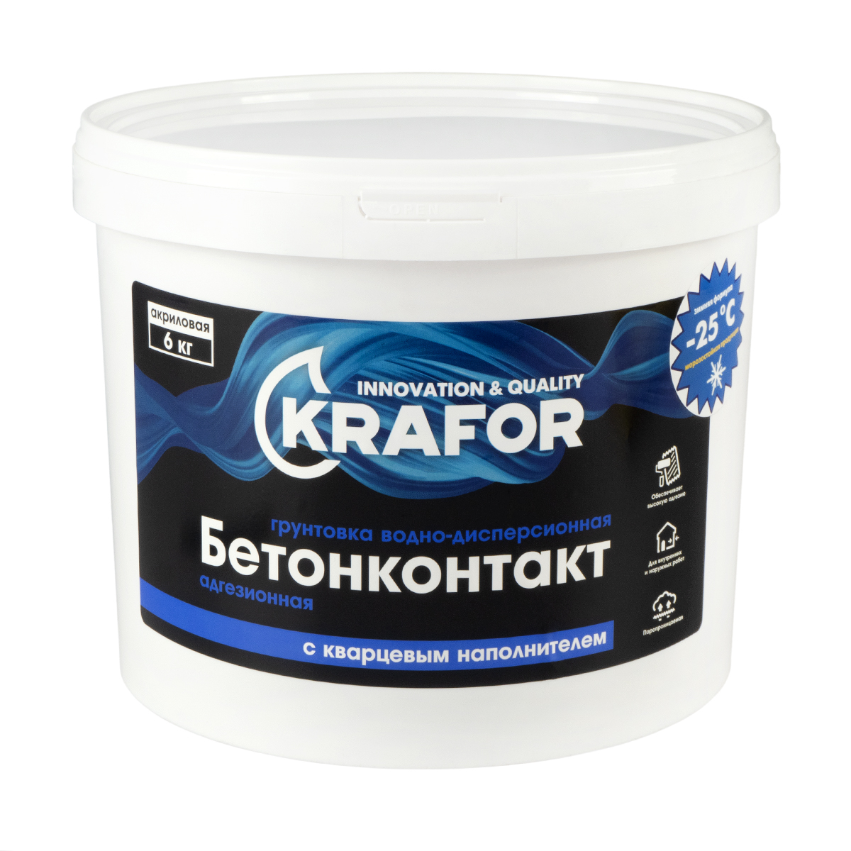 Грунтовка Krafor водно-дисперсионная бетонконтакт, 6 кг