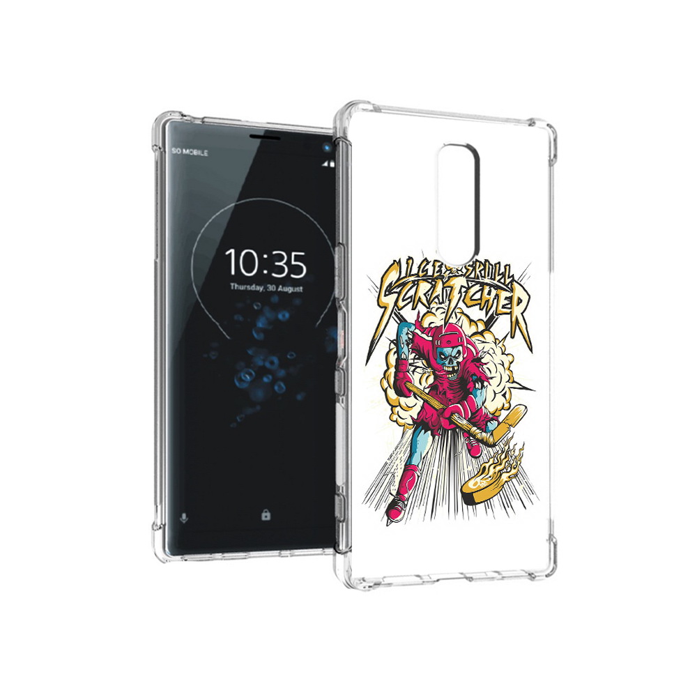 

Чехол MyPads Tocco для Sony Xperia 1 нарисованный скелет хоккеист (PT141276.244.514), Прозрачный, Tocco