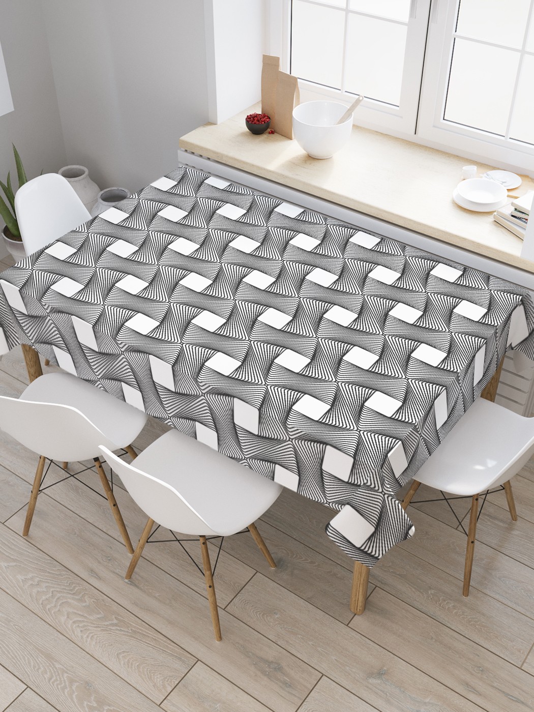 

Скатерть прямоугольная JoyArty "Плетеный зентангл" из сатена, 120x145 см, Серый, Плетеный зентангл