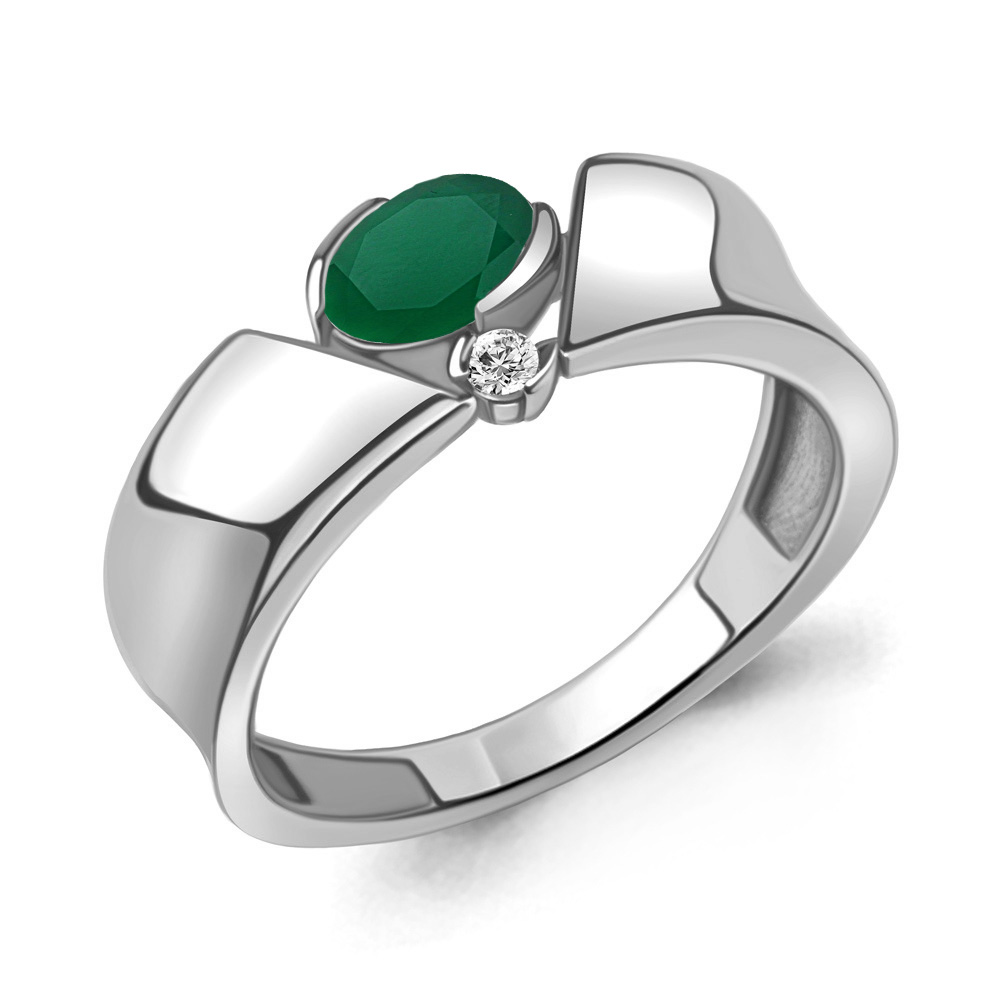 

Кольцо из серебра с агатом\фианитом Aquamarine Aquamarine 6965709А_925_р р. 19, 6965709А_925_р