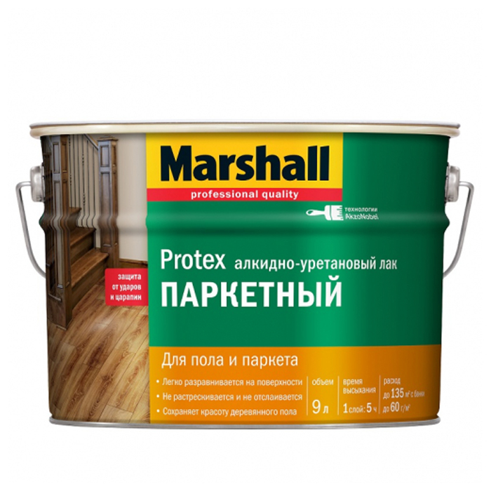 

Паркетный Лак VGT алкидно-уретановый для пола и паркета Marshall Protex, Protex