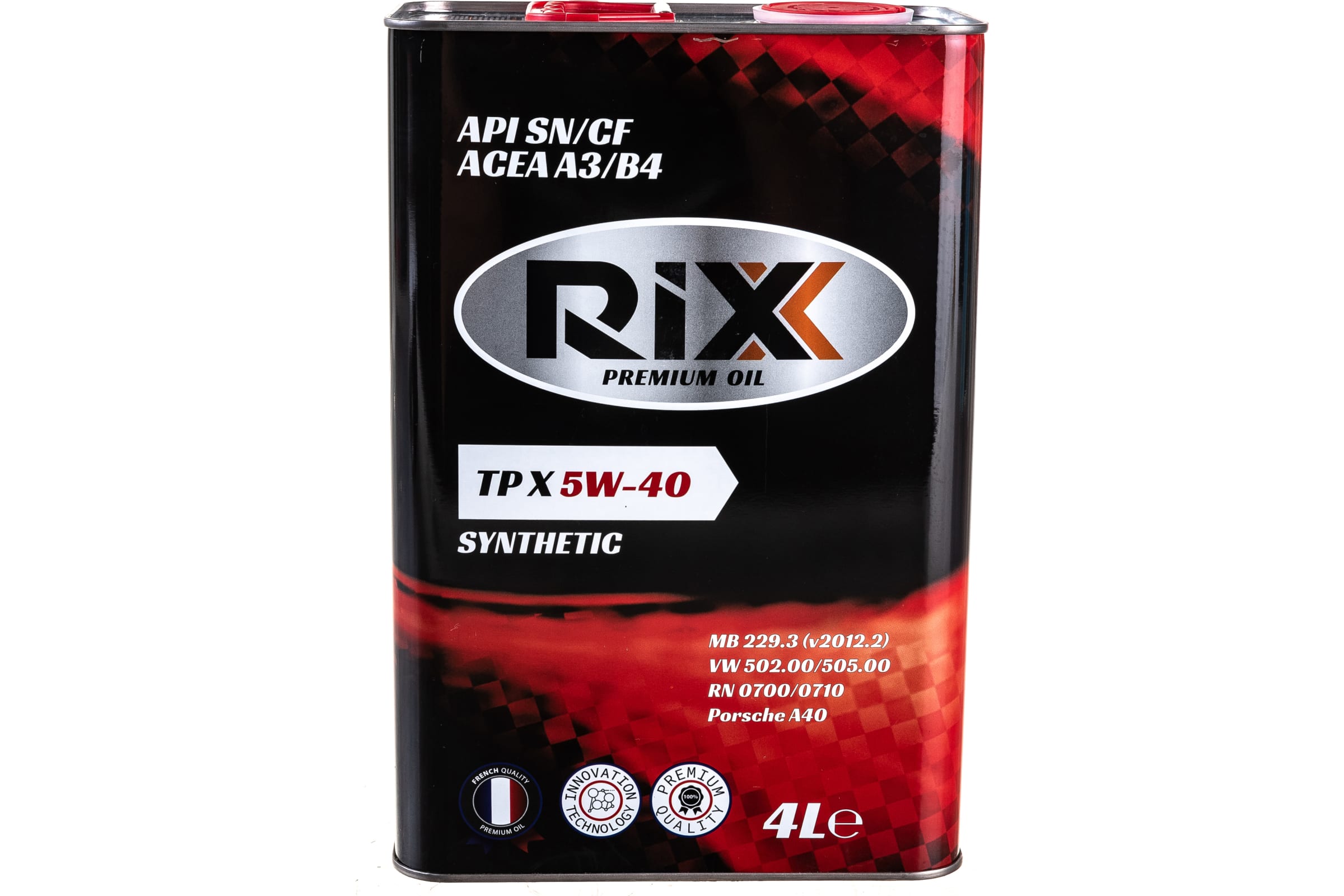 фото Синтетическое моторное масло rixx tp x 5w-40 sn/cf acea a3/b4 4 л