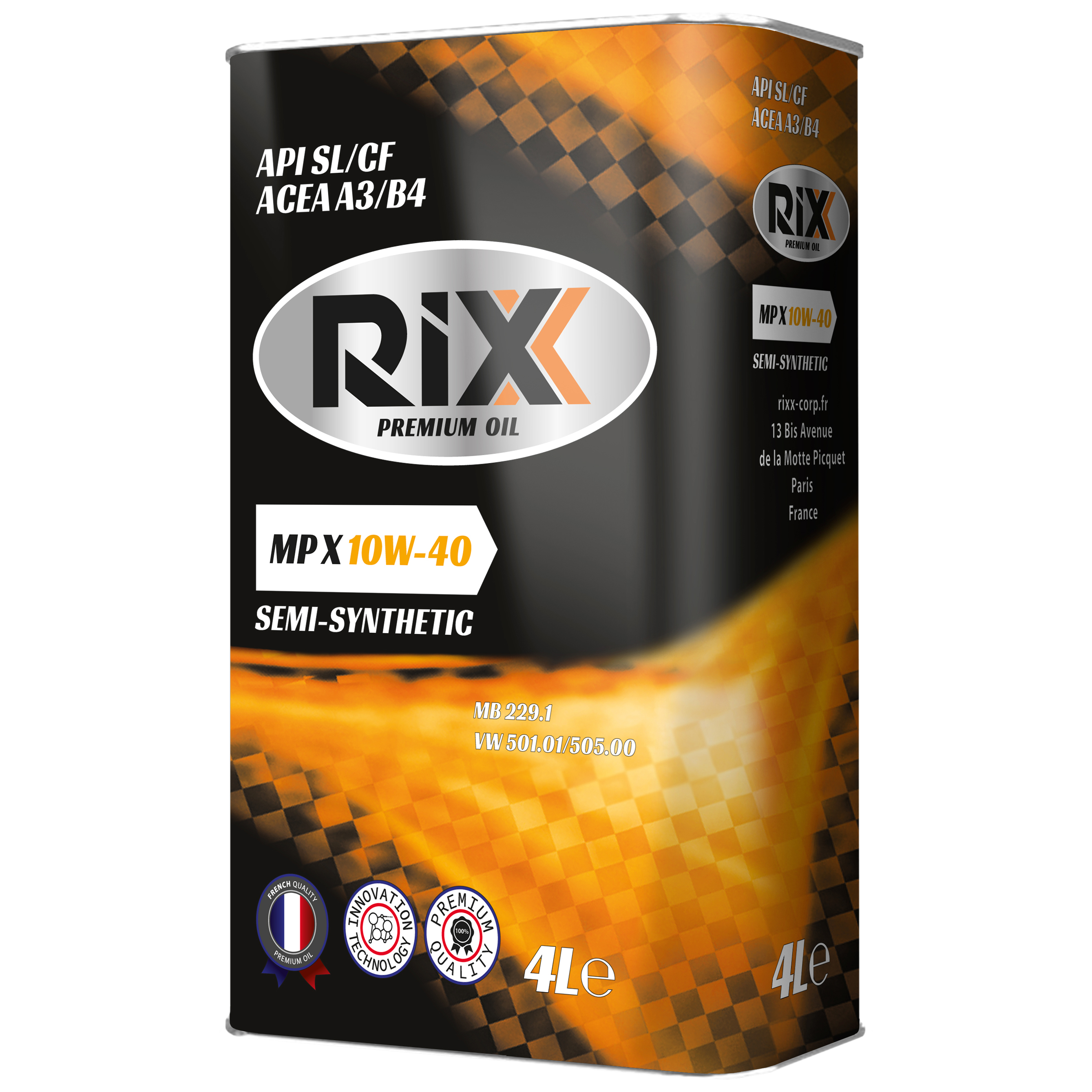 Моторное масло RIXX полусинтетическое RIXX MP X 10W40 SL/CF A3/B4 4л