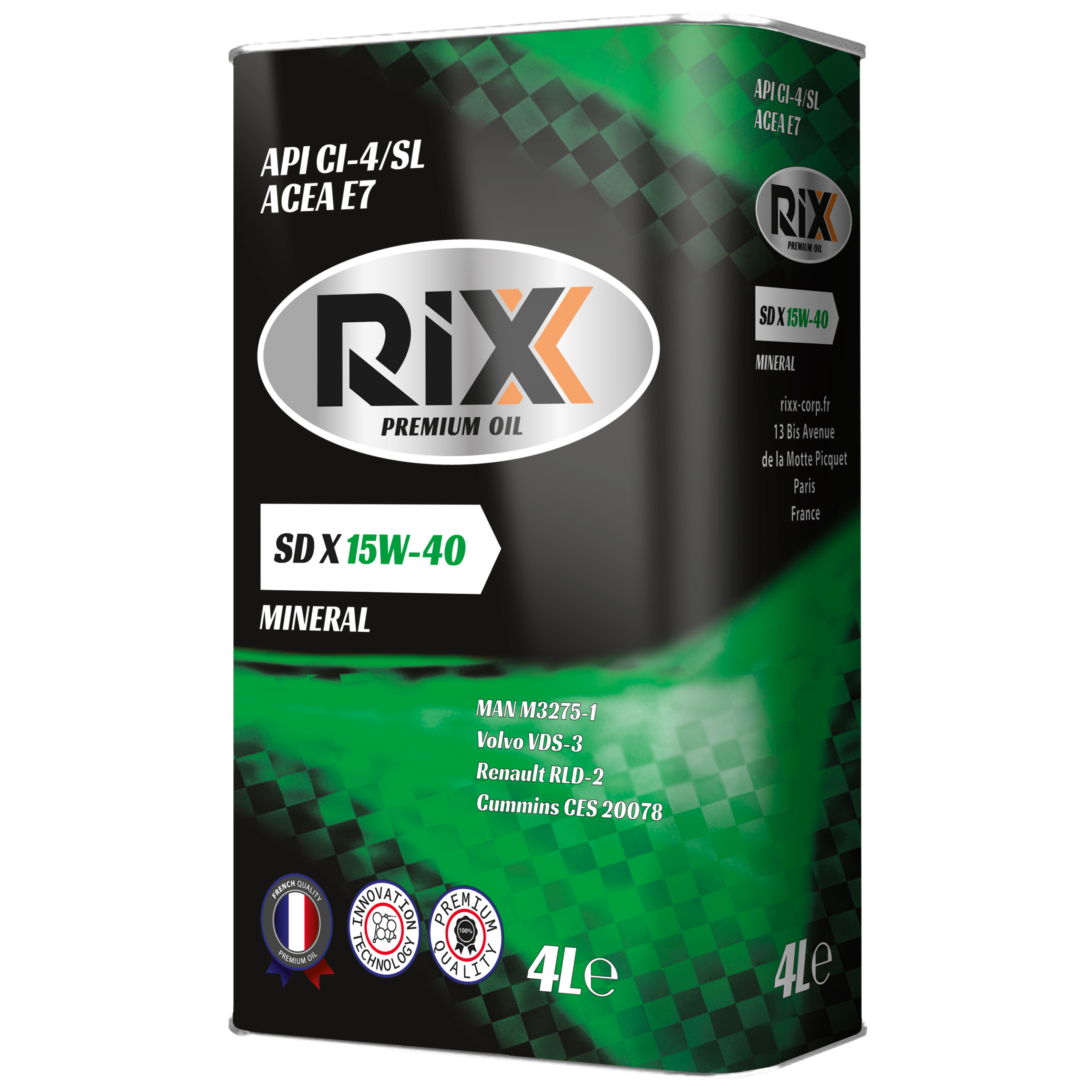 Моторное масло RIXX минеральное SD X 15W40 CI-4/SL E7 4л