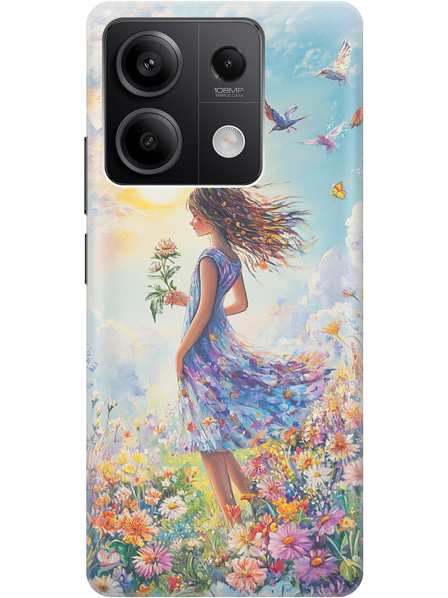 

Силиконовый чехол на Xiaomi Redmi Note 13 5g с принтом "Девочка в поле цветов", Прозрачный;зеленый;розовый;синий;желтый, 776587023
