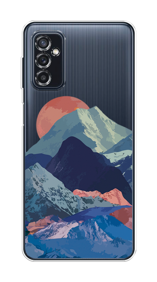 

Чехол на Samsung Galaxy M52 "Закат в снежных горах", Красный;серый;голубой, 2104350-2