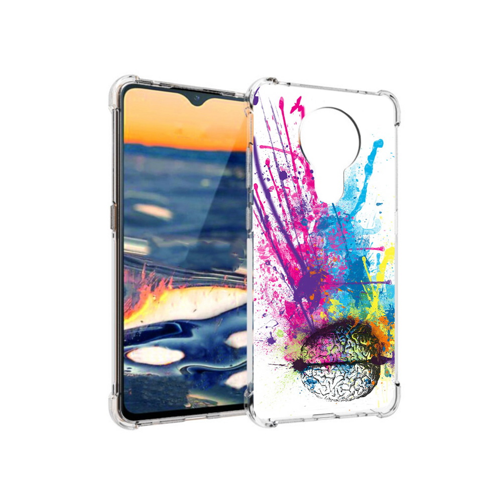 

Чехол MyPads Tocco для Nokia 5.3 яркий красочный мозг (PT227052.106.710), Прозрачный, Tocco