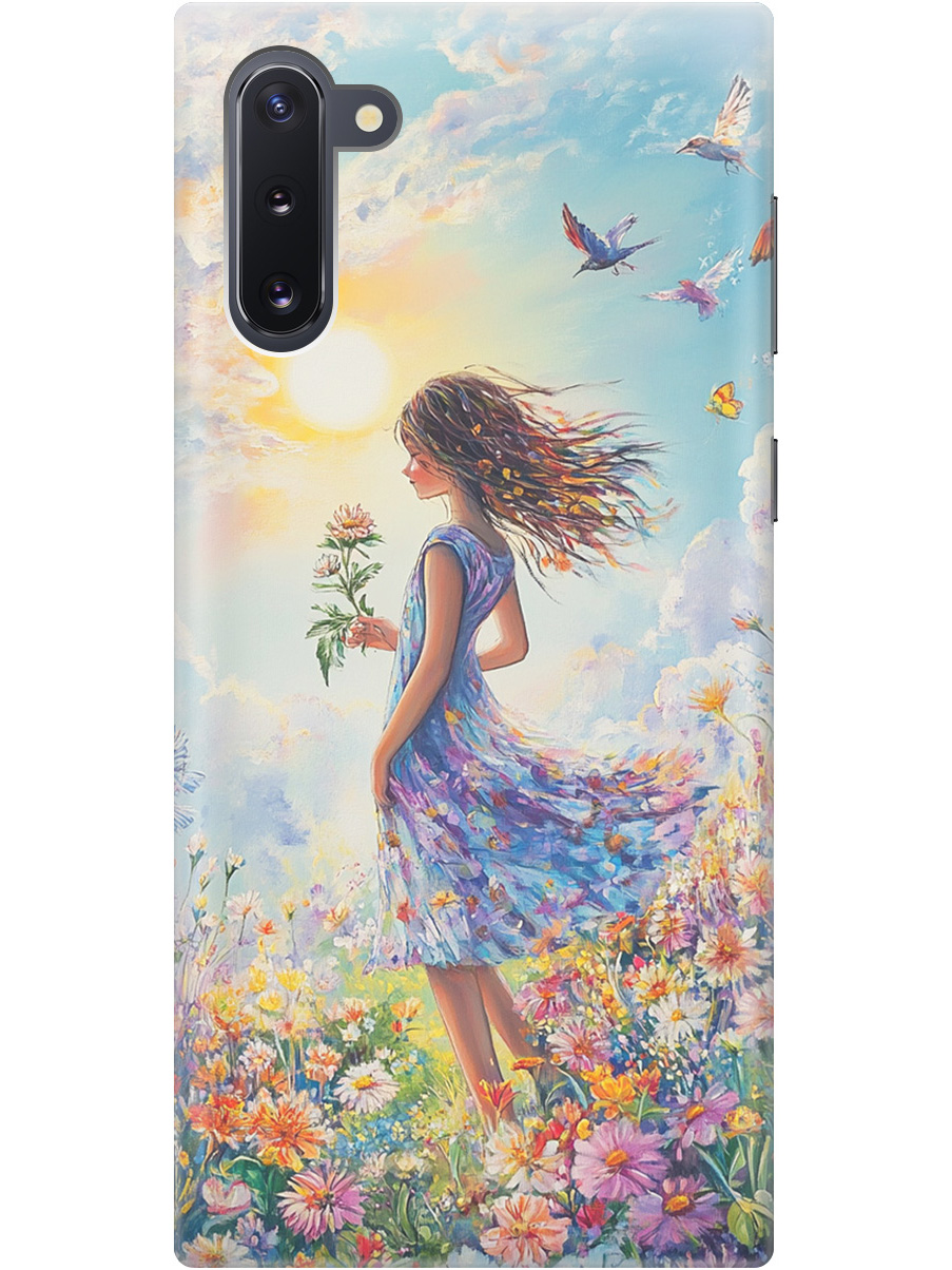 

Силиконовый чехол на Samsung Galaxy Note 10 с принтом "Девочка в поле цветов", Прозрачный;зеленый;розовый;синий;желтый, 721799223