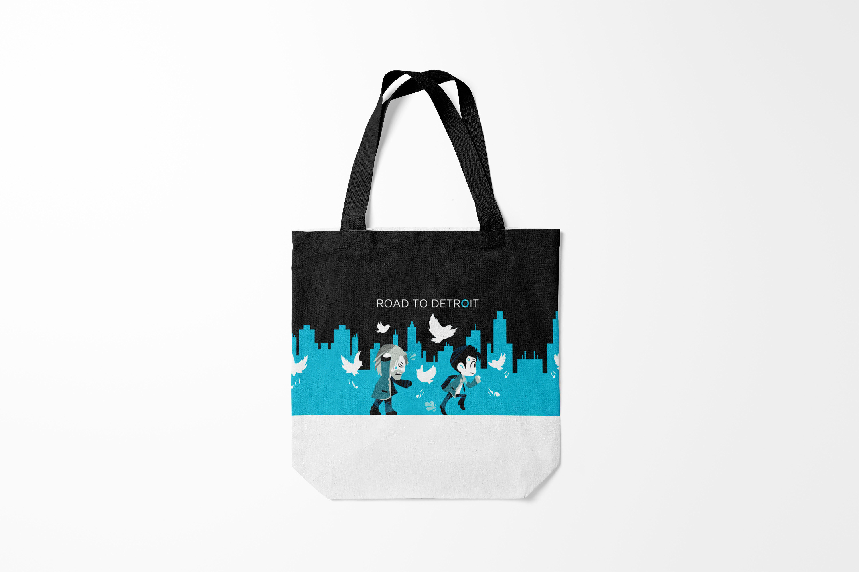 

Сумка шoппер унисекс Burnettie Detroit become human RK900, черный; голубой, Detroit become human RK900
