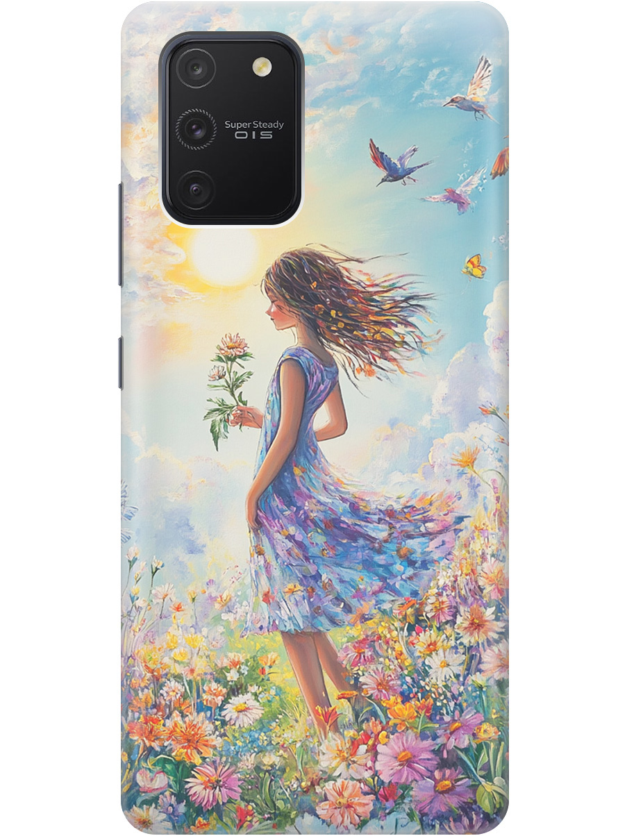 

Силиконовый чехол на Samsung Galaxy S10 Lite с принтом "Девочка в поле цветов", Прозрачный;зеленый;розовый;синий;желтый, 722694723