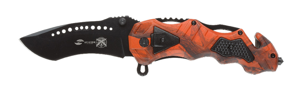 фото Нож складной stinger, 100 мм (черный), рукоять: алюминий (рыжий камуфляж)