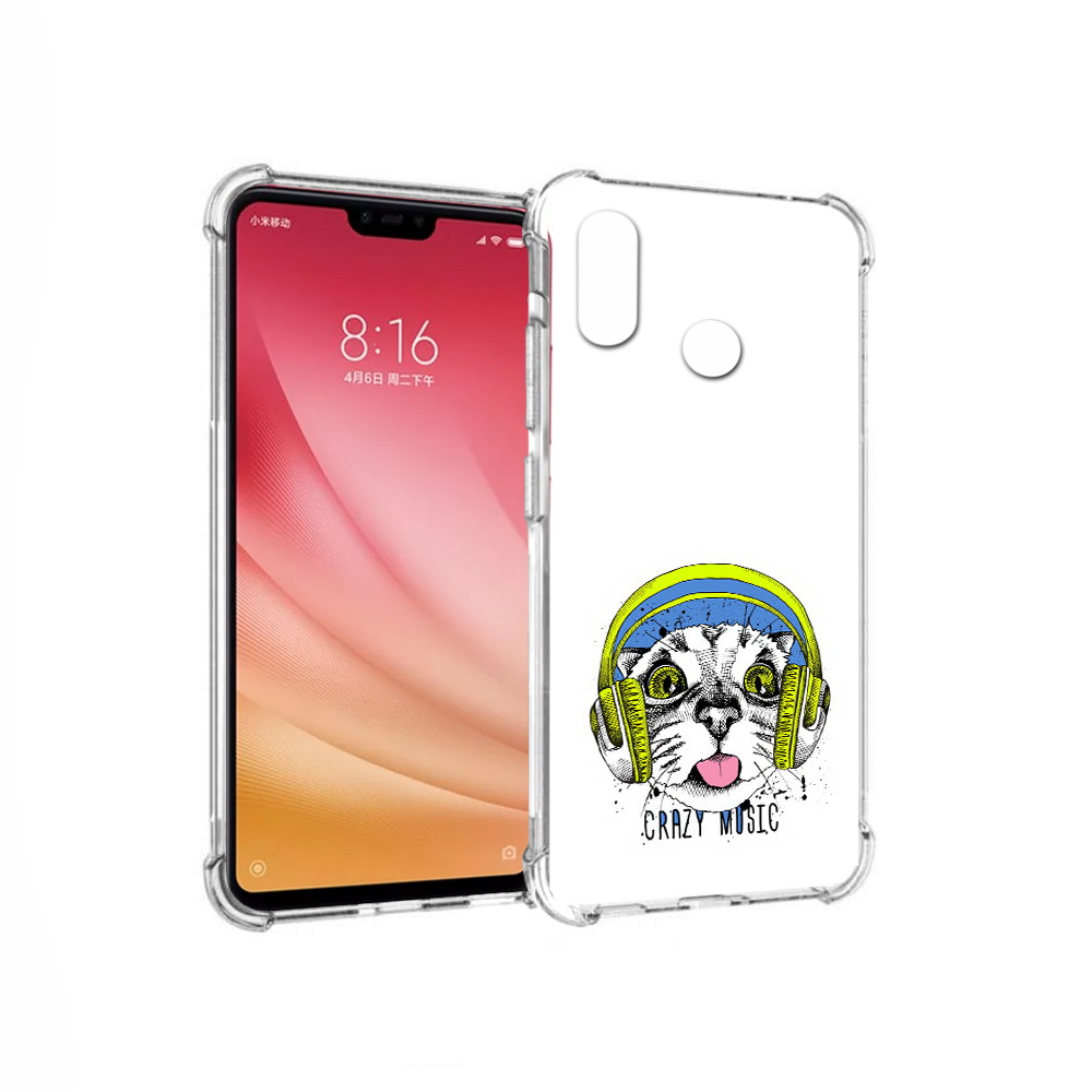 

Чехол MyPads Tocco для Xiaomi Mi 8 кошка в наушниках рисунок (PT110454.314.403), Прозрачный, Tocco