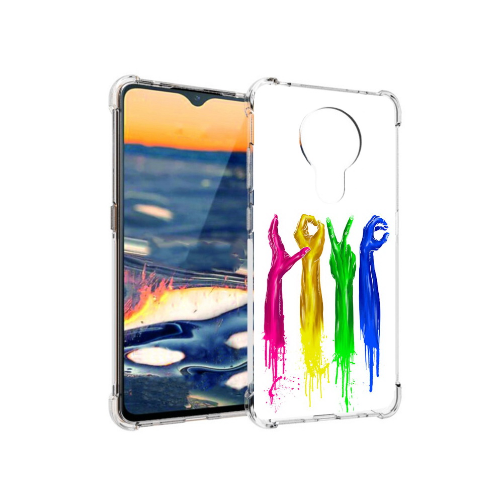 

Чехол MyPads Tocco для Nokia 5.3 яркие руки love (PT227052.106.707), Прозрачный, Tocco