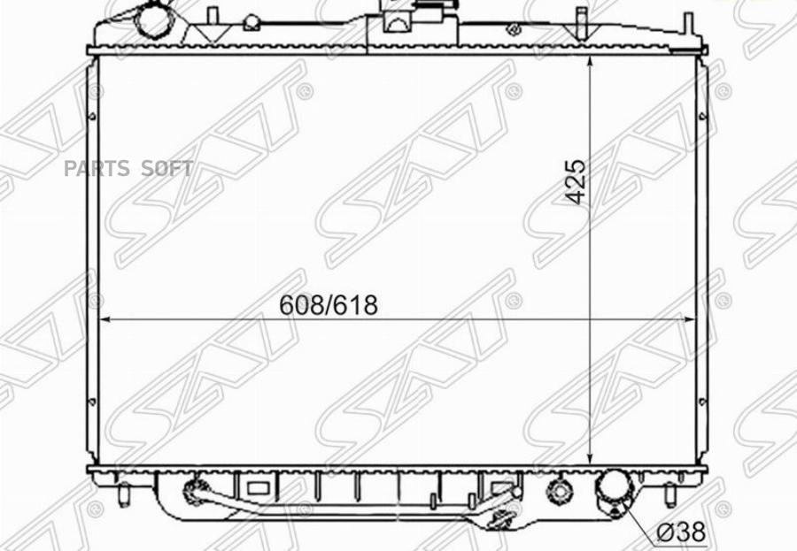 SAT Радиатор ISUZU BIGHORN/TROOPER/RODEO/OPEL MONTEREY 3.2 V6 6VD1 98-02 GASOLINE