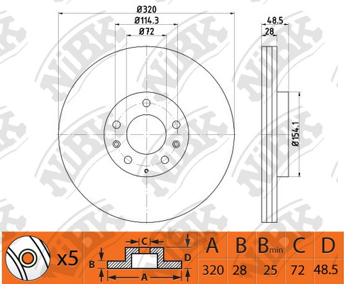 

Тормозный колодки NiBK для Mazda CX-9, CX-7, MPV RN1503